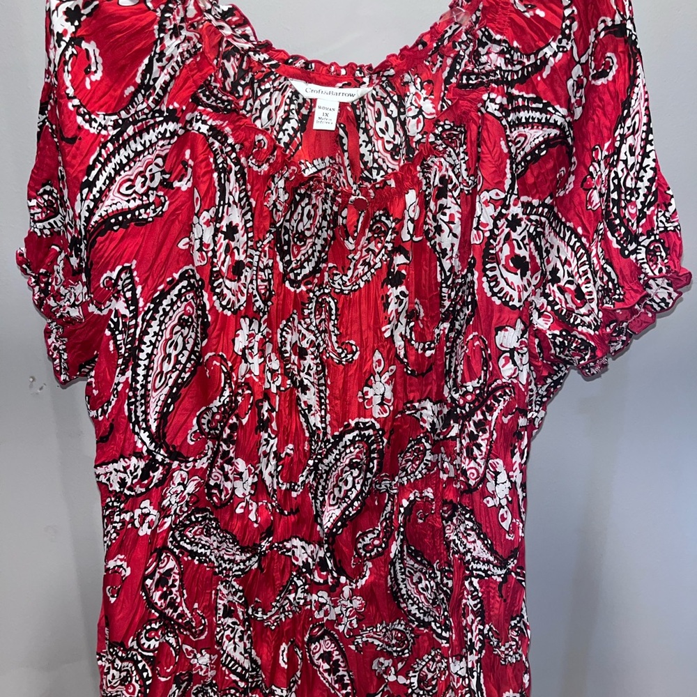 Paisley Print Red Women's Top